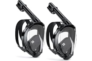 W WSTOO Full Face Snorkel Mask, Dry Top Snorkeling Gear for Adults, 180° Panoramic Foldable Design with Camera Mount, Safe Mouth/Nose Breathing, Anti-Fog & Anti-Leak