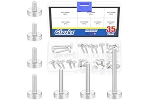 Glarks 35pcs M3 x 6/8/10/12/16/20/30MM Knurled Round Thumb Screws, Fully Threaded Thumb Screw Bolts, Flat Knurled Head Thumb Screws Bolts, Shoulder Grip Knobs Fasteners for Electronic, Mechanical