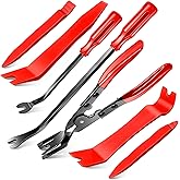 Doaho 7 Pcs Car Trim Removal Tool Kit with Non-Scratch Plastic Pry Tool and Fastener Clip Pliers for auto Safe Interior Car P