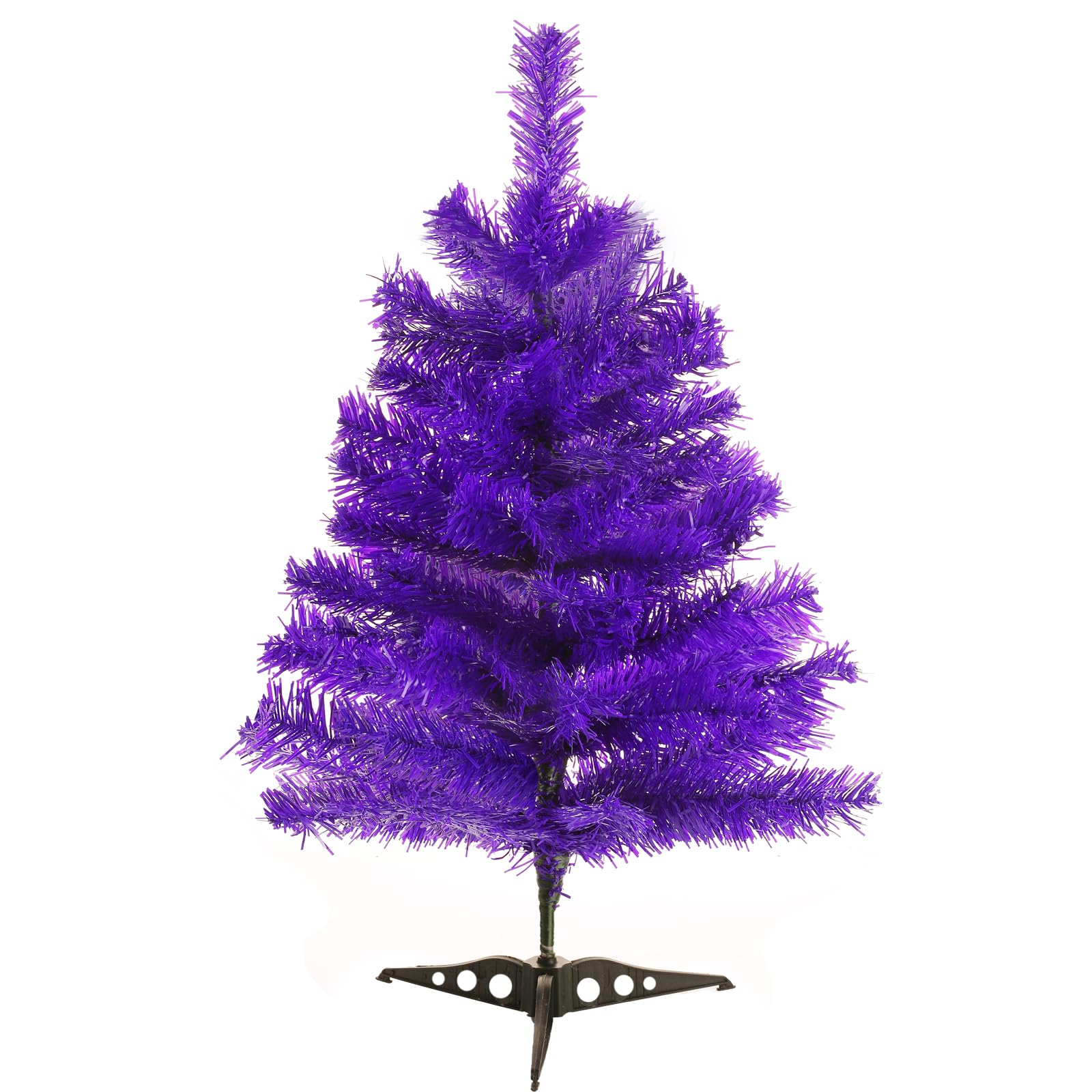 Photo 1 of 2FT Artificial Christmas Tree Purple Tabletop Christmas Tree with Plastic Stand Mini Xmas Pine Tree for Party Supplies Indoor Outdoor Holiday Home Decoration(Purple)