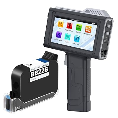 UPRINTJET Handheld Inkjet Printer BT-HH6205B, 0.5 Inches Print Height Inkjet Coder with 42ml Fast-Drying Ink Date Printer Support Variable Text/Number/QRcode, Batch Code Printer Support Extra Font