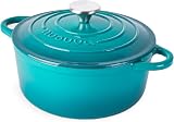 Nuovva Enamelled Cast Iron Dutch Oven 3.1 Qt Teal with Lid 22cm