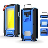 WARSUN LED Work Light Rechargeable, Magnetic COB Portable Worklights, 40w 1500 Lumens,Metal Hanging Hook 3 Lighting Modes, Job Site Lighting for Car Repairing,Camping,Hunting Repairing, Blue