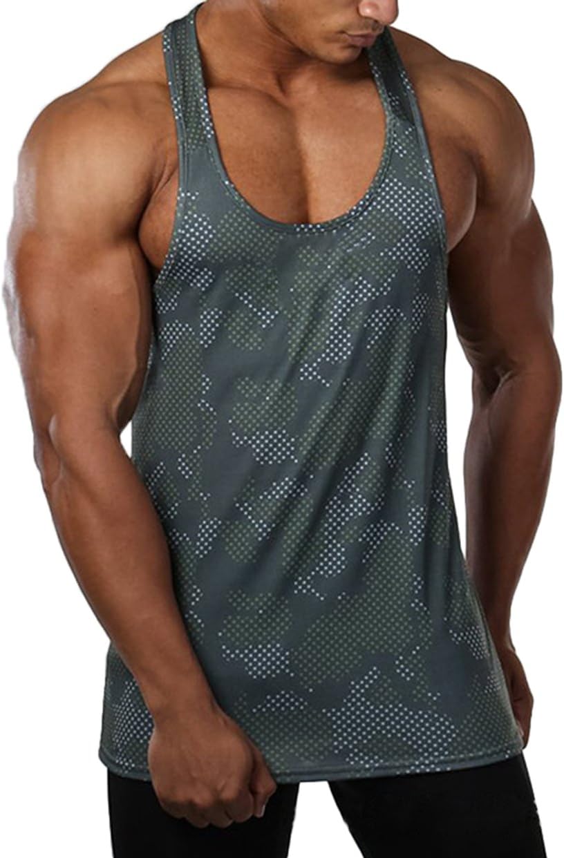 XARAZAMen's Muscle Stringer Tank Tops Athletic Workout Gym Fitness Vest T-Shirts