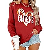 Ithalt Game Day Sweatshirt Women Cute Football Graphic Pullover Shirt Football Season Long Sleeve Tops