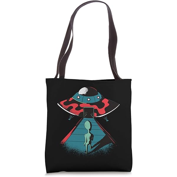 Amazon.com: Alien going back to the flying saucer UFO Tote Bag