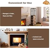Laneetal Firewood Rack Metal Log Storage Indoor Outdoor 40x150x25cm Black view 2
