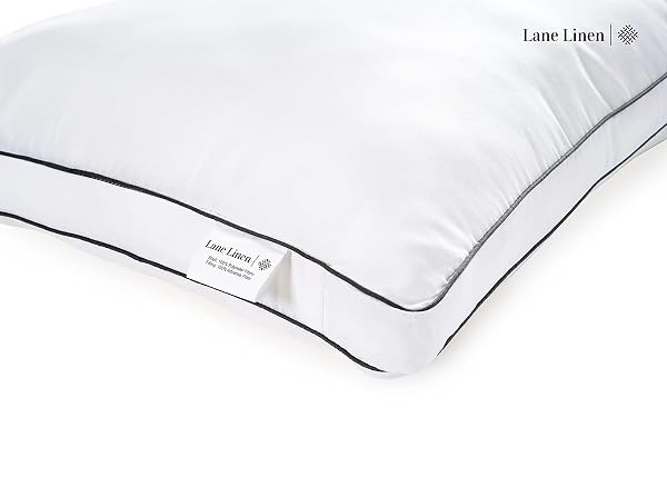 LANE LINEN PILLOWS STANDARD SIZE SET OF 2 (20″X26″) – HOTEL PILLOW FOR SIDE, BACK & STOMACH SLEEPERS, MEDIUM FIRM DOWN ALTERNATIVE FILL,COOLING PILLOWS FOR BED – SOFT & FLUFFY PILLOW – WHITE