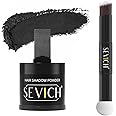 Sevich Hairline Powder 10g with Brush, Instantly Conceals Hair Loss & Thinning & Gray, 48H Waterproof Root Touch Up Powder, Natural Hair Shadow Toppers for Women & Men, 1 Box = 2.5 Boxes,Black