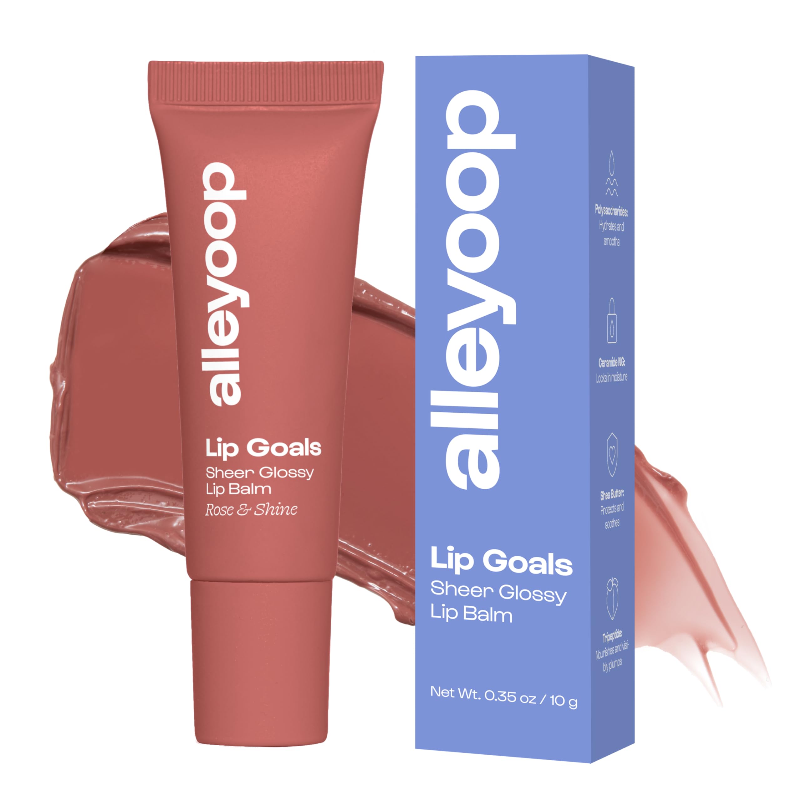 Alleyoop Lip Goals Glossy Lip Balm – Hydrating Tinted Lip-Moisturizer for Women – Vegan LipBalm for Cracked Lips, Moisturizing LipGloss Balm – Lips Treatment & Hydration Care, (Sheer Dusty Rose)