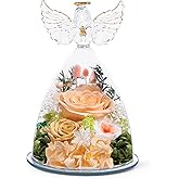 FIACO Valentines Day Gifts for Her Women Birthday Preserved Rose in Glass Angel Figurine Forever Fresh Flower for Delivery, Valentines Flowers Gifts for Mom Grandma Wife Daughter