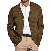 Runcati Mens Cable Knit Cardigan Sweater V Neck Casual Button Down Sweaters Long Sleeve Fall Outwear with Pockets
