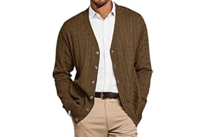 Runcati Mens Cable Knit Cardigan Sweater V Neck Casual Button Down Sweaters Long Sleeve Fall Outwear with Pockets