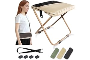 COMELY Portable Folding Chair for Outdoors: Heavy Duty Camping Stool for Adults, Compact Ultralight Collapsible Stools for Fishing Hiking Hunting & Backpacking, Khaki