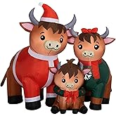 Multicolor Highland Cow Family Outdoor Christmas Inflatable Yard Decoration, 51 Inch, Holiday Season Decor