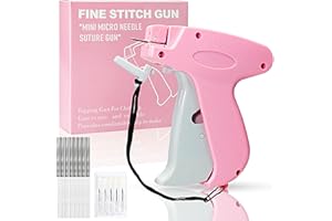 TANKITIAL Stitch Gun for Clothes， Handheld Stitch Gun Quick Clothing Fixer，Sewing Kit Includes 1,000 Black Fasteners & 1,000 White Fasteners & 6 Needles，Tagging Gun（Pink）
