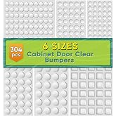 ONUEMP 304pcs Cabinet Door Bumpers Clear Self Adhesive Rubber Feet Silicone | Sound Dampening Door Slam Stopper, Non Slip Furniture Pads Wall Protector for Cutting Board, Cupboard Drawers, Glass Cabinet