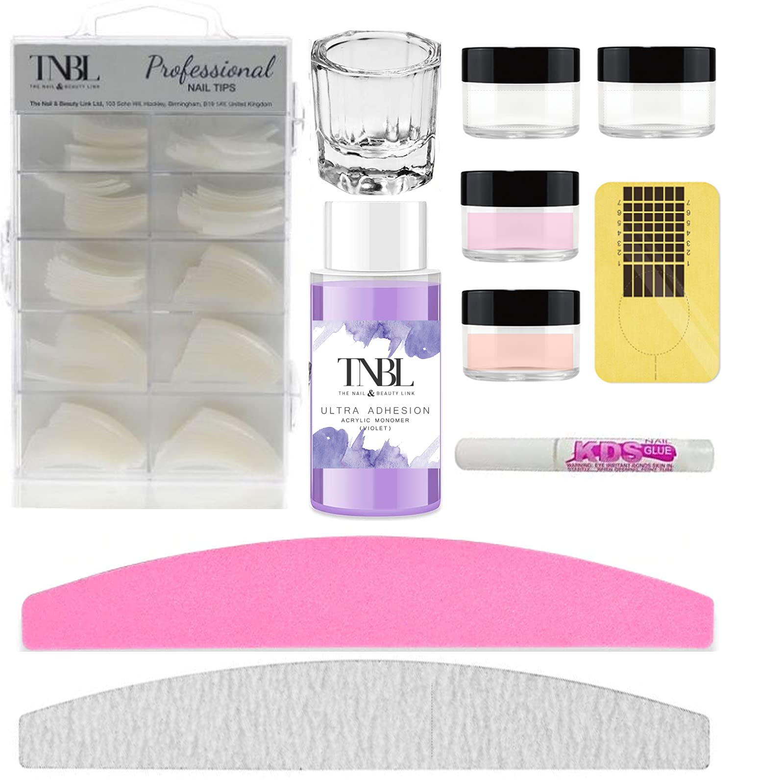 TNBL Acrylic Liquid & Powder Starter Kit suitable for Nail Extensions, Sculpting and Overlays