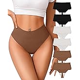 ORLAROY High Waisted Thongs Underwear for Women Seamless No Show Panties Soft Tagless High Cut Ladies Thong 6 Pack