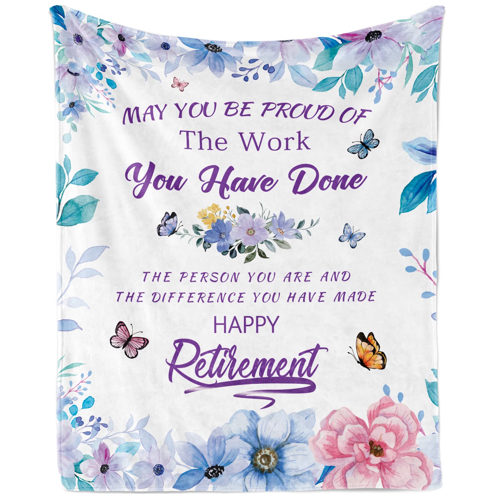 TUTUXMA Retirement Gifts for Women, Retirement Blanket Gift, Gifts for Coworkers Women, Goodbye Gifts for Coworkers, Soft Cozy Coworker Leaving Gift Blanket Happy Retirement Throw Blanket, 140X180cm