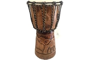 Djembe Drum Solid Wood Deep Carved Bongo Congo African Drum - 12" HIGH MED SIZE - Professional Quality - NOT MADE IN CHINA - JIVE BRAND (Elephant)