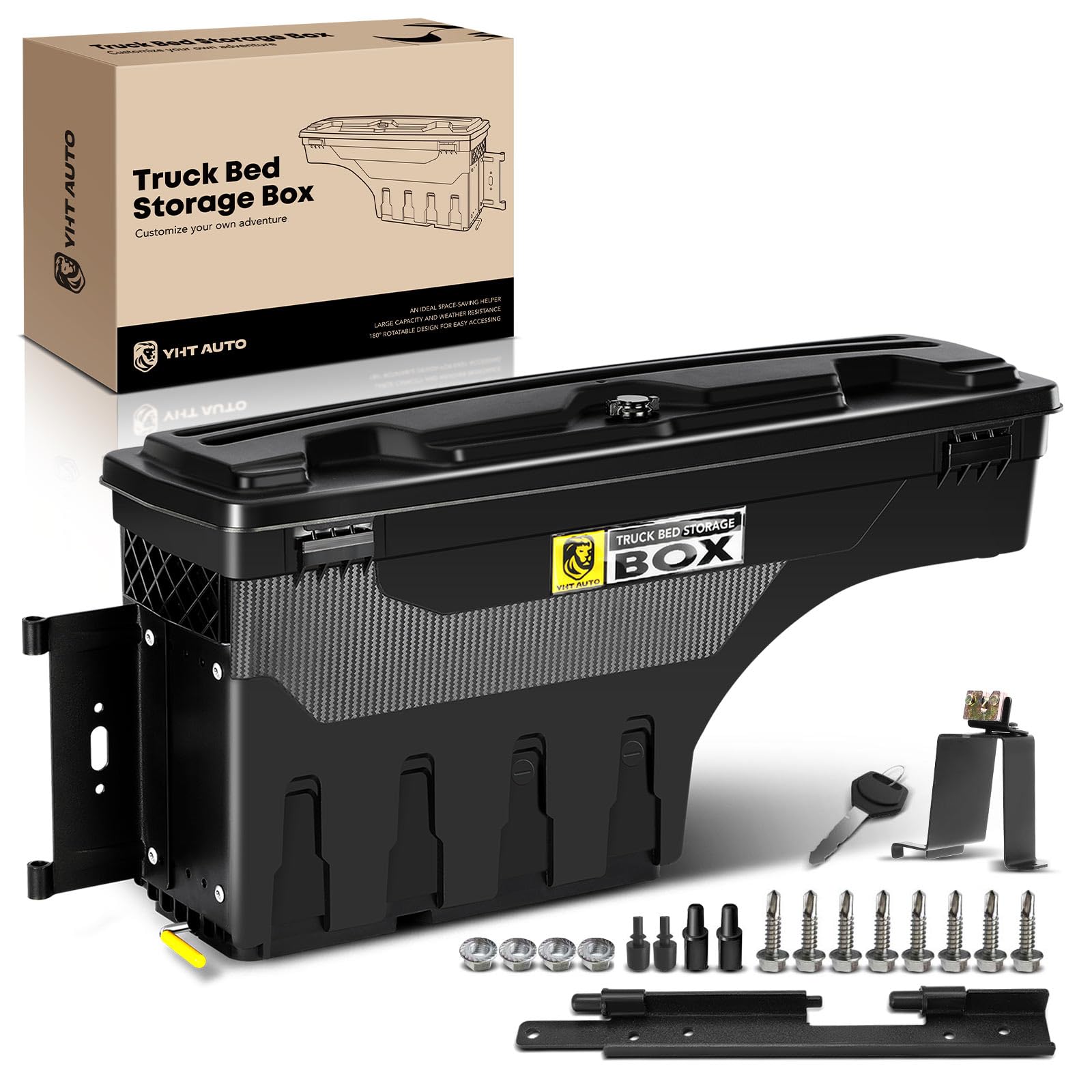 Photo 1 of YHTAUTO Driver Side Truck Bed Storage Tool Box Lockable Fits 2019-2023 Chevrolet Silverado 1500 & GMC Sierra 1500, W/O Multi-Pro Tailgate or CarbonPro Bed, Swing Waterproof Wheel Well Toolbox