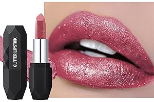 Glitter Metallic Lipstick, Waterproof Matte Shimmer Lip Gloss, Long Lasting High Pigmented Shine Creamy Lipstick, Sparkly Dia