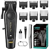 VGR 197 Professional Hair Clippers for Men, Cordless & Corded Barber Clippers with Ceramic Stainless Steel Blades, LED Indicator, Hair Cutting Kit with 6 Guide Combs & Grooming Accessories