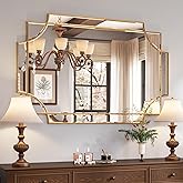 Kelly Miller 32"x48" Large Gold Mirror for Wall, Modern Decorative Mirror Rectangle Wall Vanity Mirror Bevelled Full Length f
