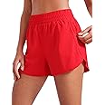 CRZ YOGA Womens High Waisted Running Shorts Mesh Liner 3'' Dolphin Quick Dry for Athletic Gym Track Workout with Zip Pocket