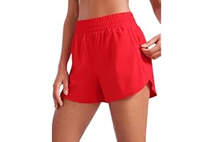 CRZ YOGA Dolphin Athletic Shorts for Women 3" - High Waisted Quick Dry for Running Workout Gym Track with Zip Pocket