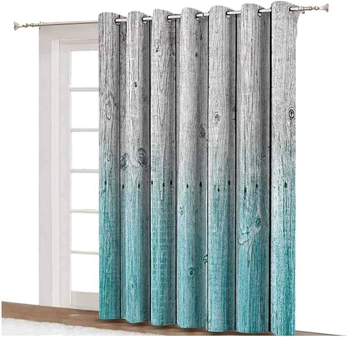 Cortinas opacas para puerta de patio, paneles de madera con efecto de