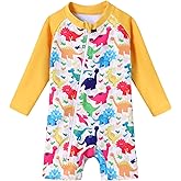 Baby Boy Swimsuit One Piece Long Sleeve Zipper Bathing Suit UPF 50+ Sun Protection Rashguard Swimwear 0-24 Months