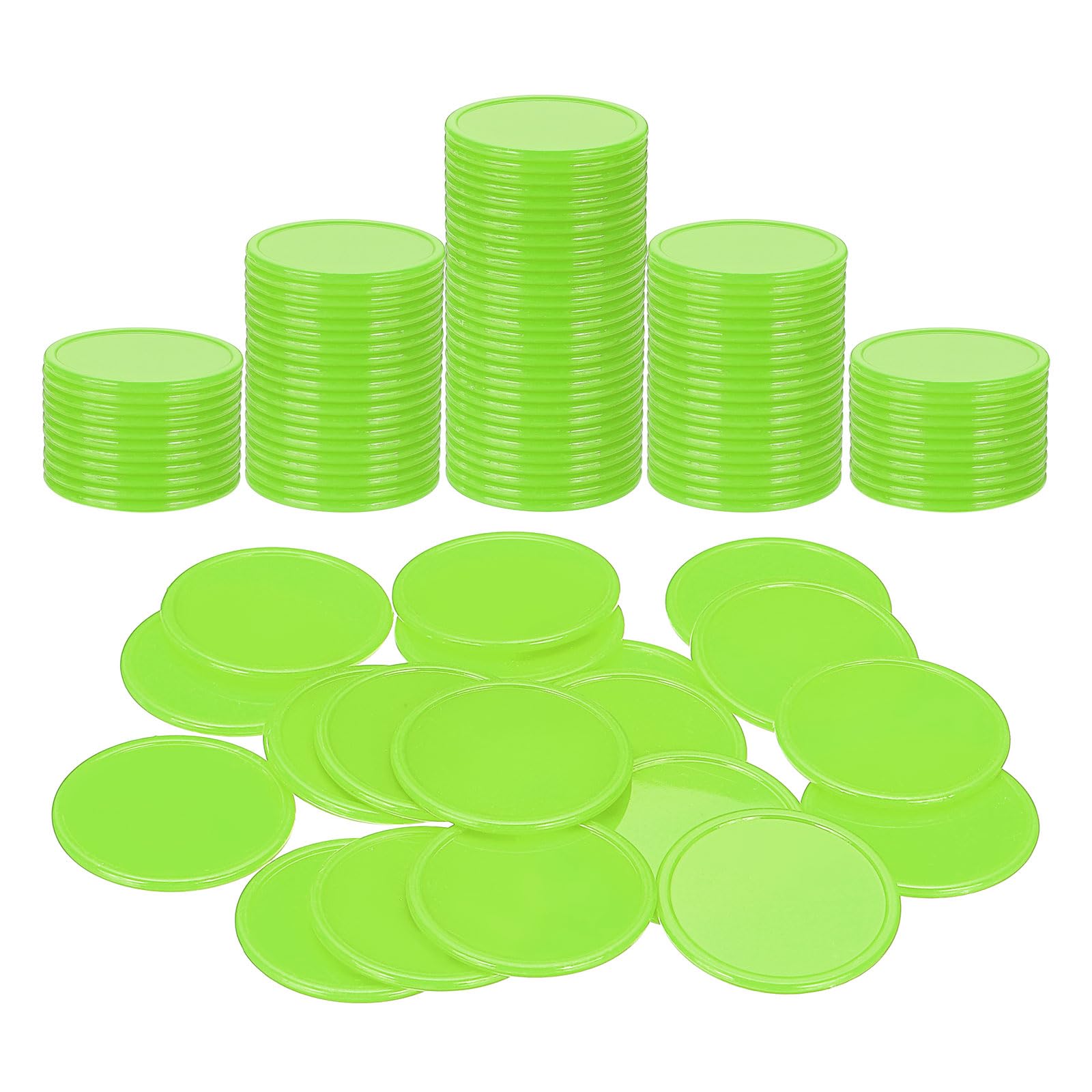 sourcing map 100Pcs Plastic Poker Chips, 1.5 Inch Learning Counters Counting Counters Disks Markers Opaque Game Tokens for Game Play Math Counting, Green — image 1