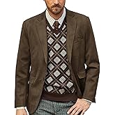 PJ PAUL JONES Mens Blazer Jacket Faux Leather Suit Jacket Casual 2 Buttons Suede Sport Blazer Coat with Pockets