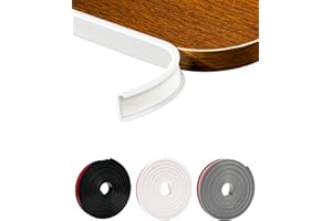 JSIWOTH U-Shape White TPE Edge Banding 16.4Ft Self-Adhesive Flexible Edge Trim, Furniture Edge Protector & Countertop Molding (W:0.6'' H:0.2'')