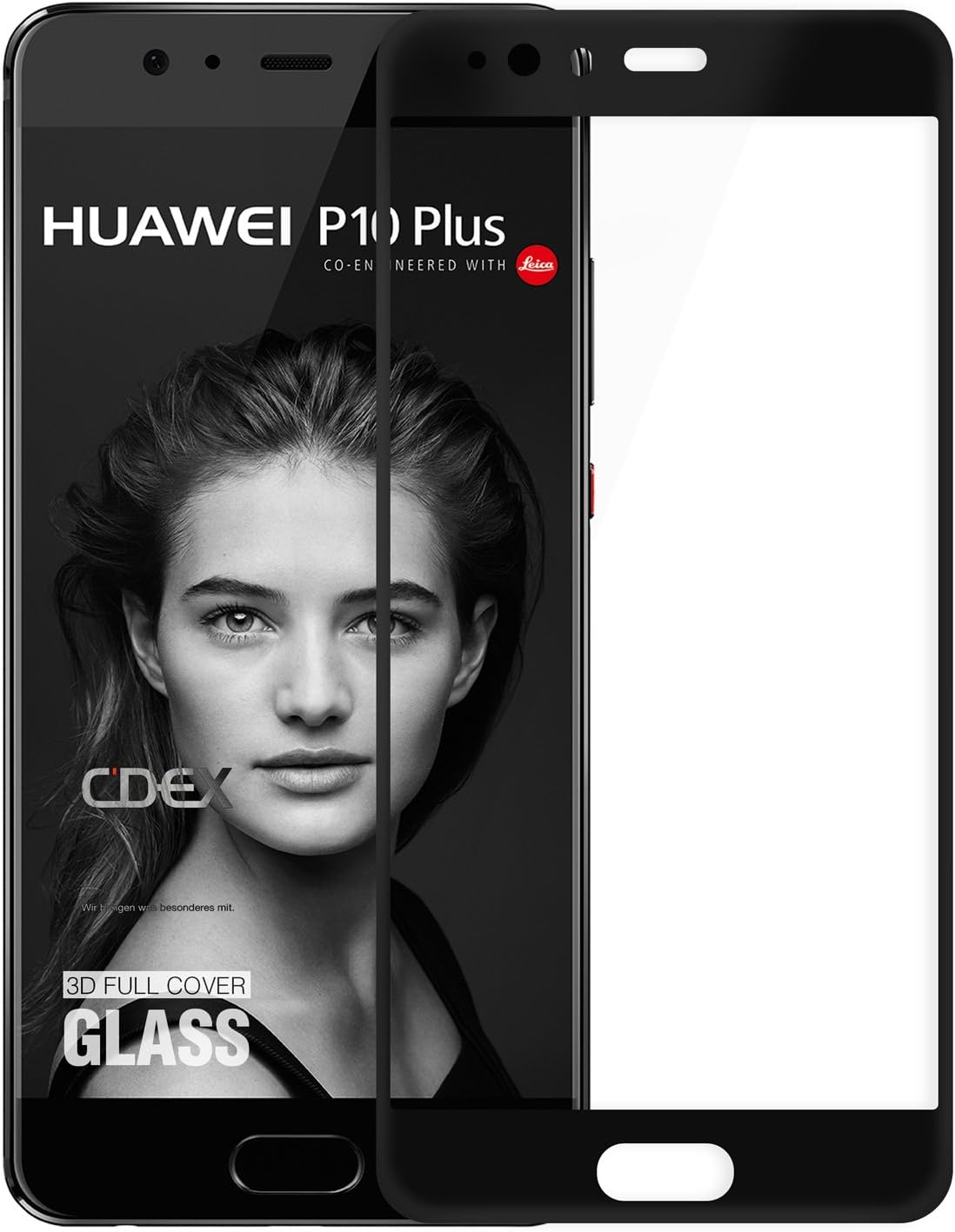 doupi FullCover Tempered Glass for Huawei P10 Plus - Premium 9H HD Anti Scratch [3D Touch Supported] Screen Protector, black