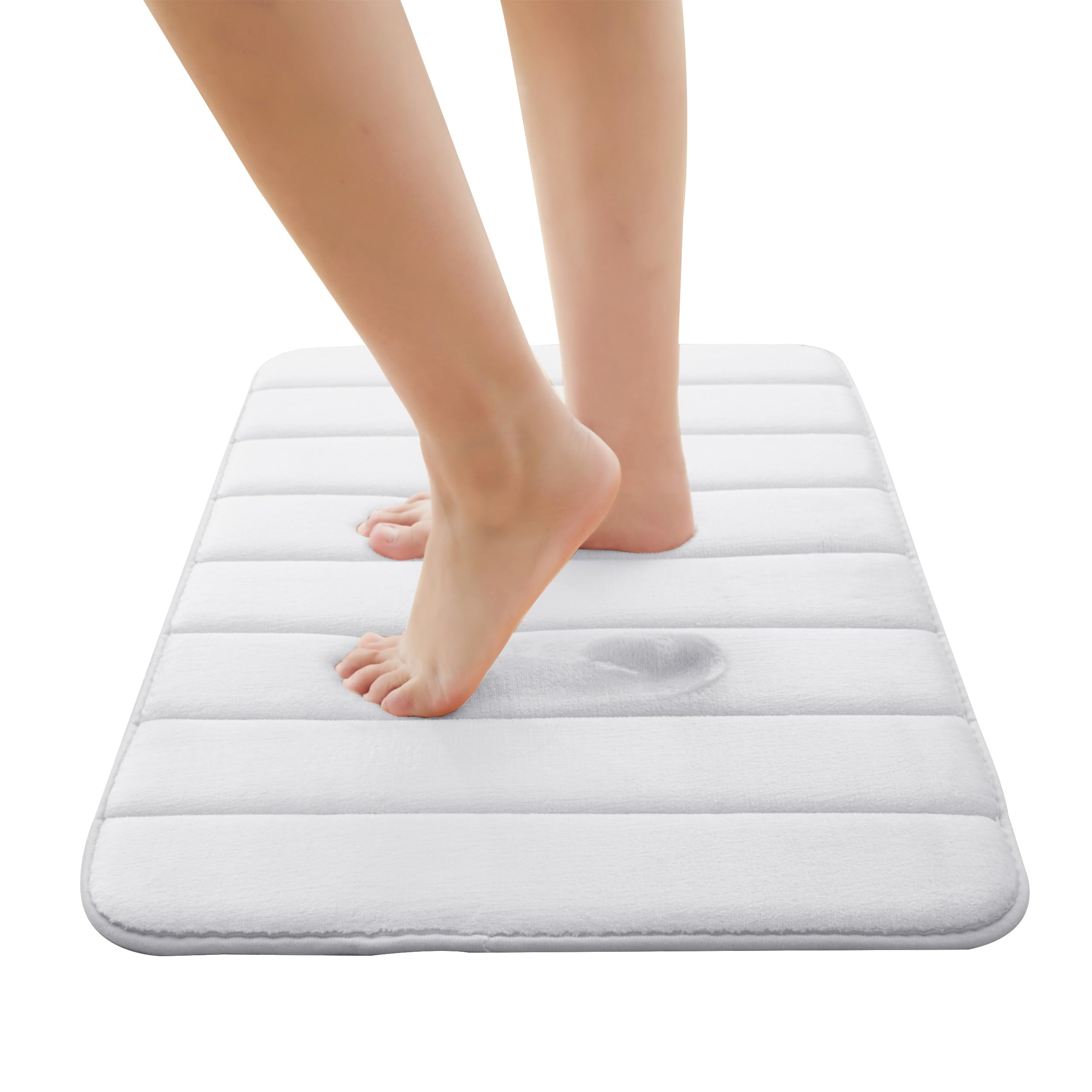 Imperial Rooms White Memory Foam Bath Mat (40x60 cm) – Bathroom Mats Non Slip Machine Washable Mat Super Absorbent Bath Mats for Bathroom