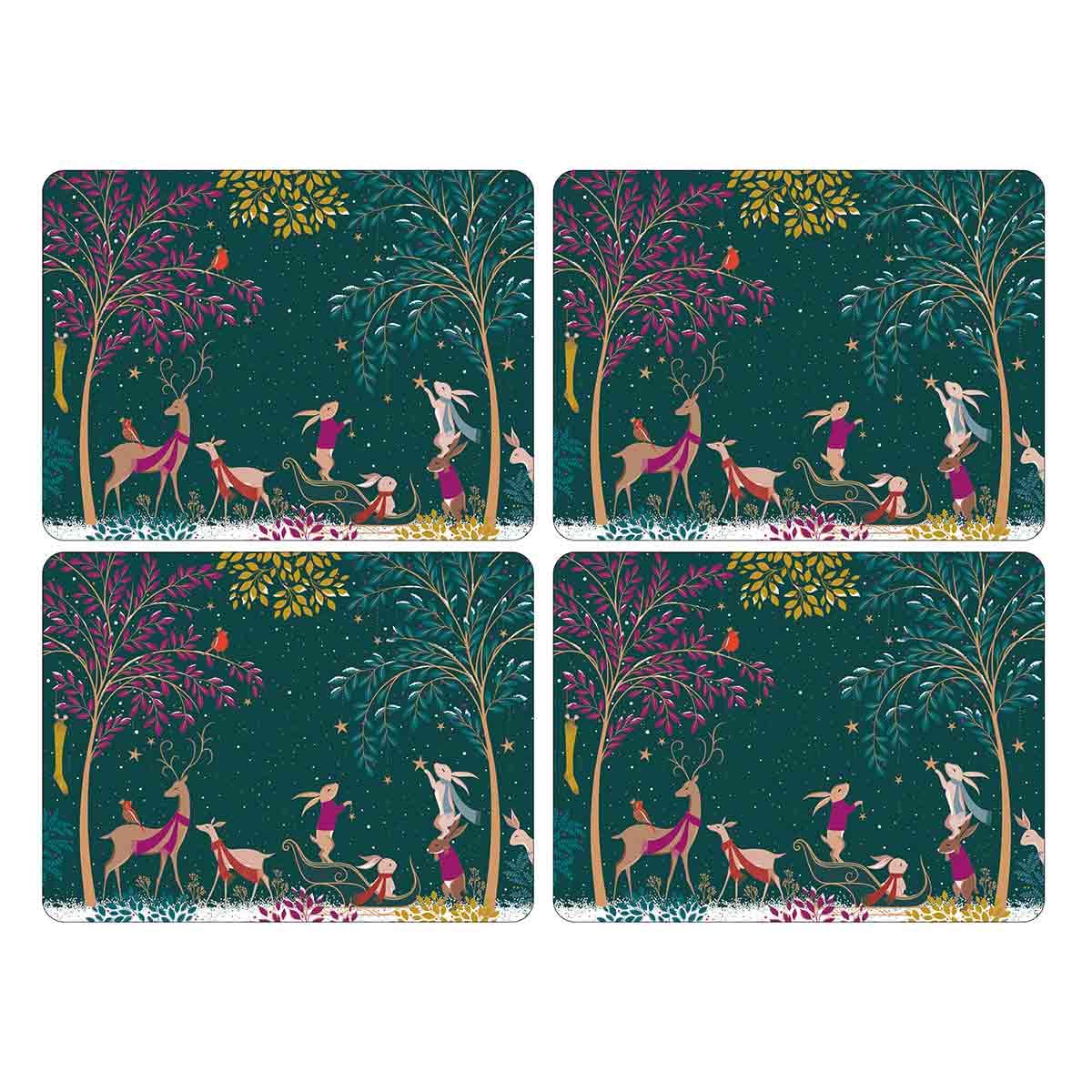 Woodland Tales Set of 4 Large Placemats, Green