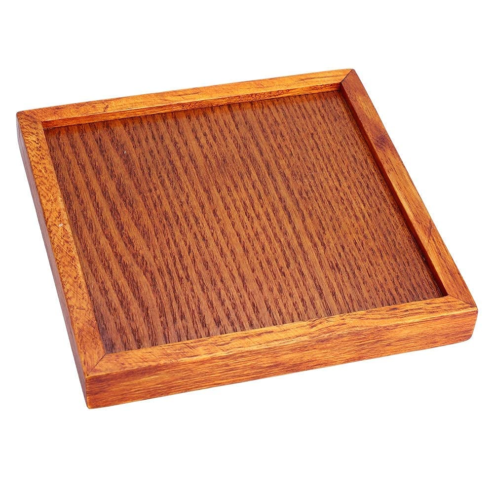 Wood Breakfast Tray, Food Serving Tray Square Wood Tea Tray Handcrafted Decorative Coffee Table Tray Butler Tray, 4.9x4.9inch