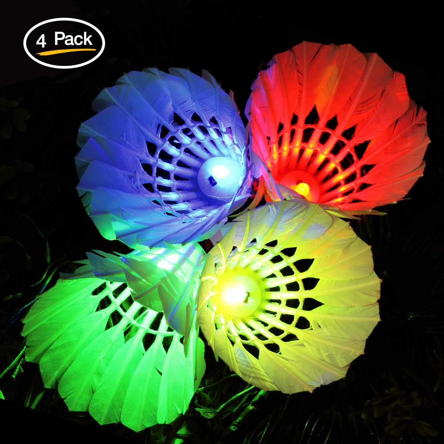 Novelty Place Led Badminton Shuttlecock Set Birdies for Yard Games, Outdoor Indoor Sports Toys (4 Pack) : Garden & Outdoor