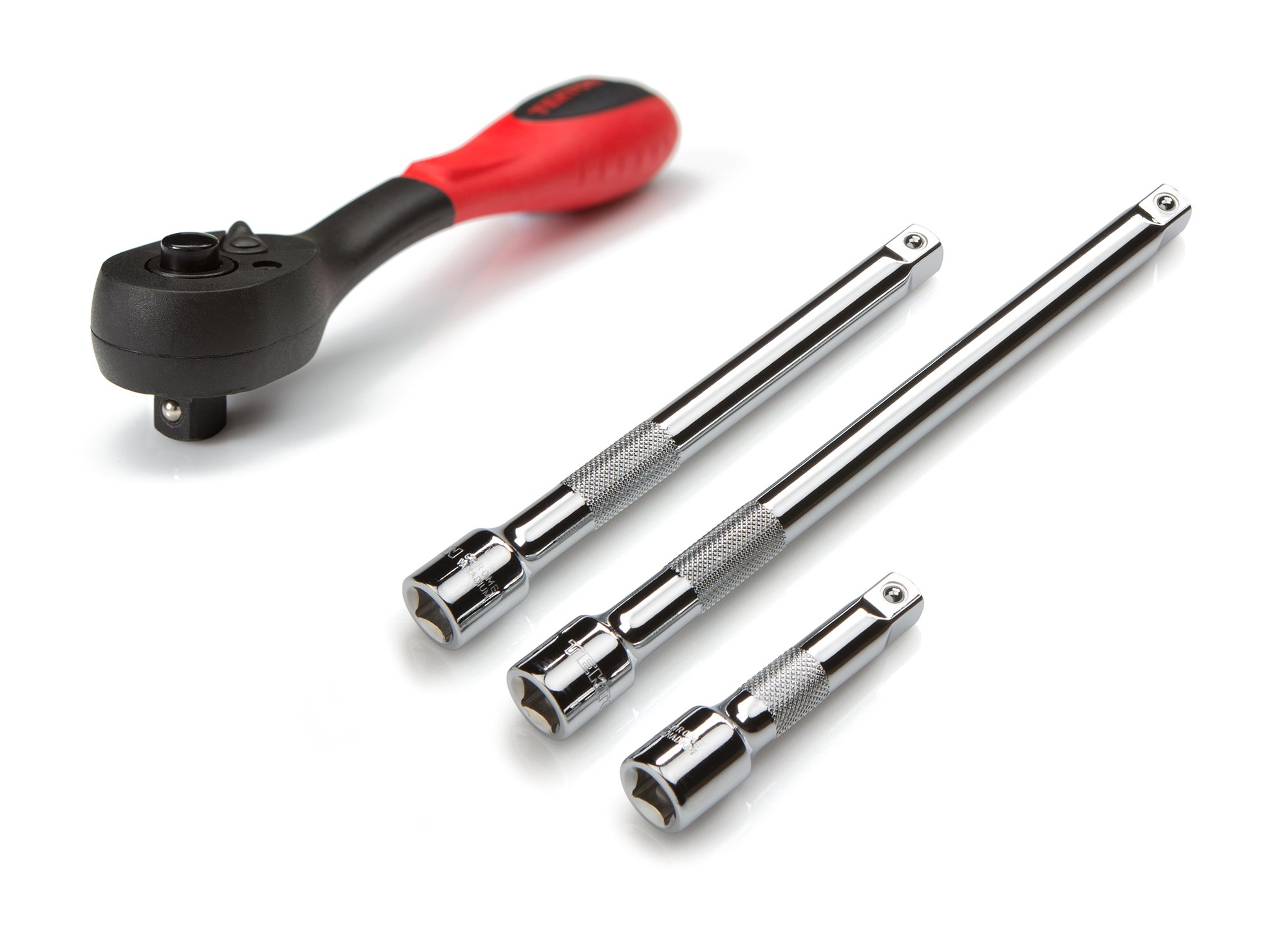 TEKTON 1457 3/8-Inch Drive by 7-Inch Quick-Release Composite Offset Ratchet with TEKTON 1601 3/8-Inch Drive Extension Bar Set