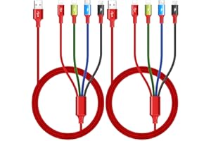 MINLU Multi Charging Cable 3.5A [2Pack 6Ft] 4 in 1 Fast Charger Cable Multi Charging Cord USB Cable Adapter with 2 * IP/Type C/Micro USB Port for Cell Phones/IP/Samsung Galaxy/Ps/LG/Huawei/Tablets and More