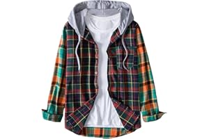 Aymnlox Men's Fashion Hoodies & Sweatshirts Drawstring Plaid Hooded Shirts Jacket Casual Loose Long Sleeve Fall Fashion Coats
