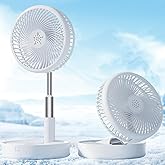Primevolve Battery Operated Fan,Portable Rechargeable USB Floor Table Desk Fan with Adjustable Height, 4 Speed Settings Pedestal Fan for Bedroom Camping Travel,White 7.7"