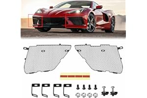BILLFARO 2Pcs Black Upgraded Front Radiator Guards Grille,Aluminum Front Outer Grill Low Profile Body Bumper Grille Vents Insert Mesh Set for Corvette C8 Stingray Z51 Convertible/HTC 2020-2025