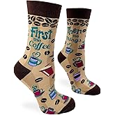 Fabdaz First the Coffee Then the Things Novelty Crew Socks for Women