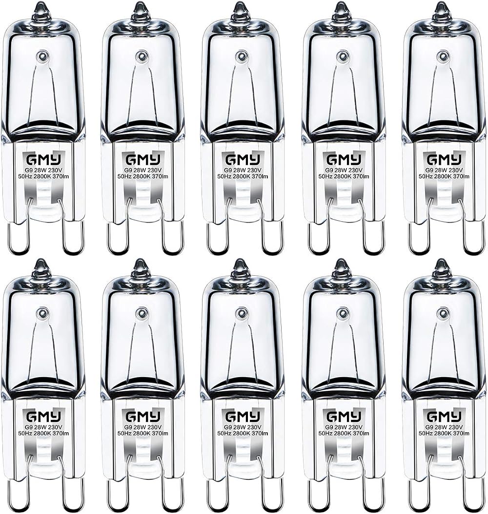GMY G9 Halogen Bulbs 28W 230V Dimmable 320LM 2800K Warm White 10 Pack