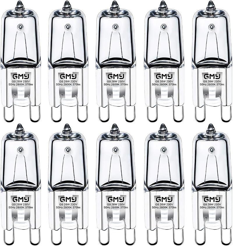 GMY G9 Halogen Bulbs 28W 230V Dimmable 320LM 2800K Warm White 10 Pack