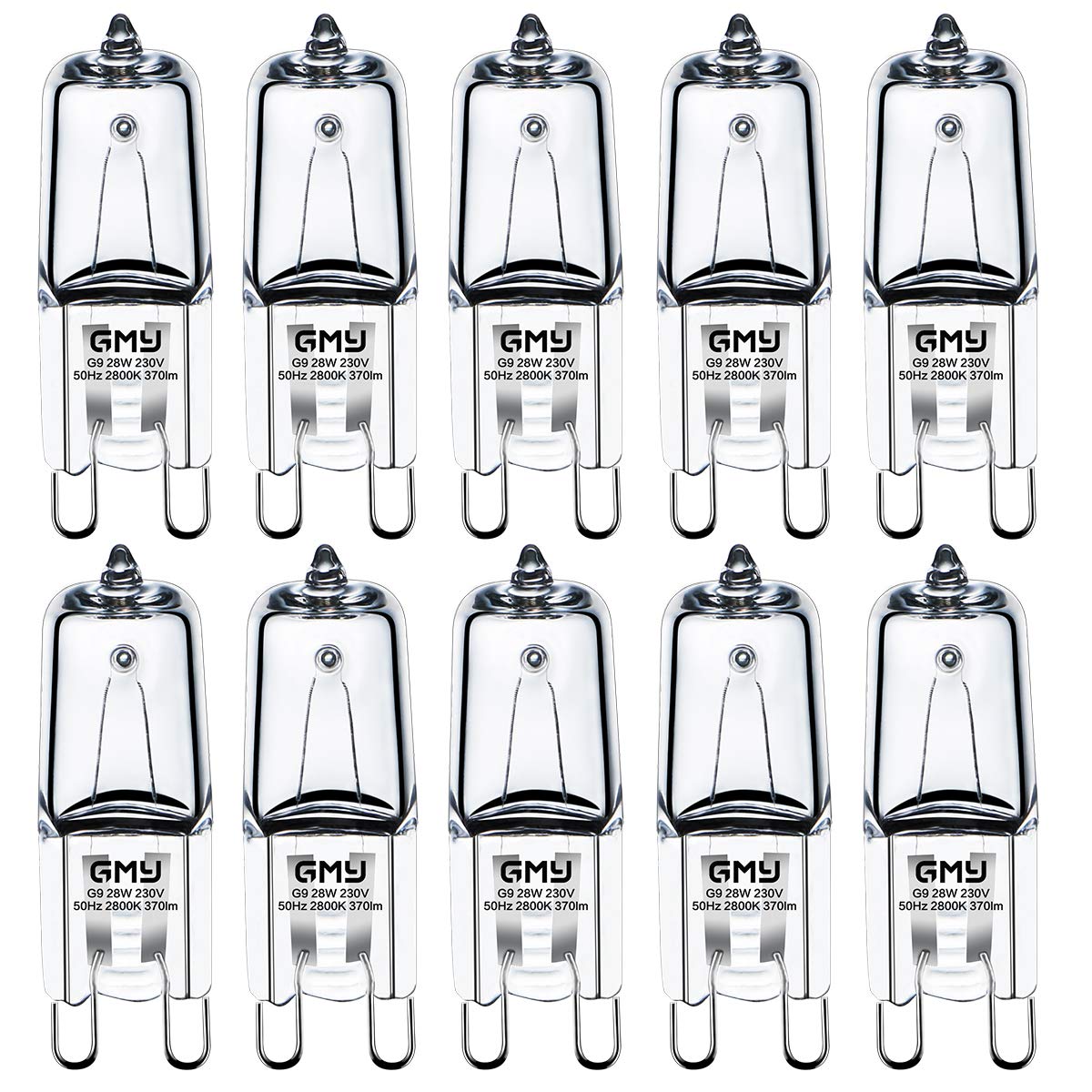 GMY G9 Halogen Bulbs 28W (29W) 230V 320Lm 2800K Warm White Dimmable Light Bulb for Ceiling Light 10 Pack